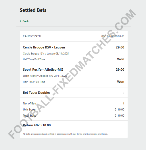 Fixed Matches Double Bet